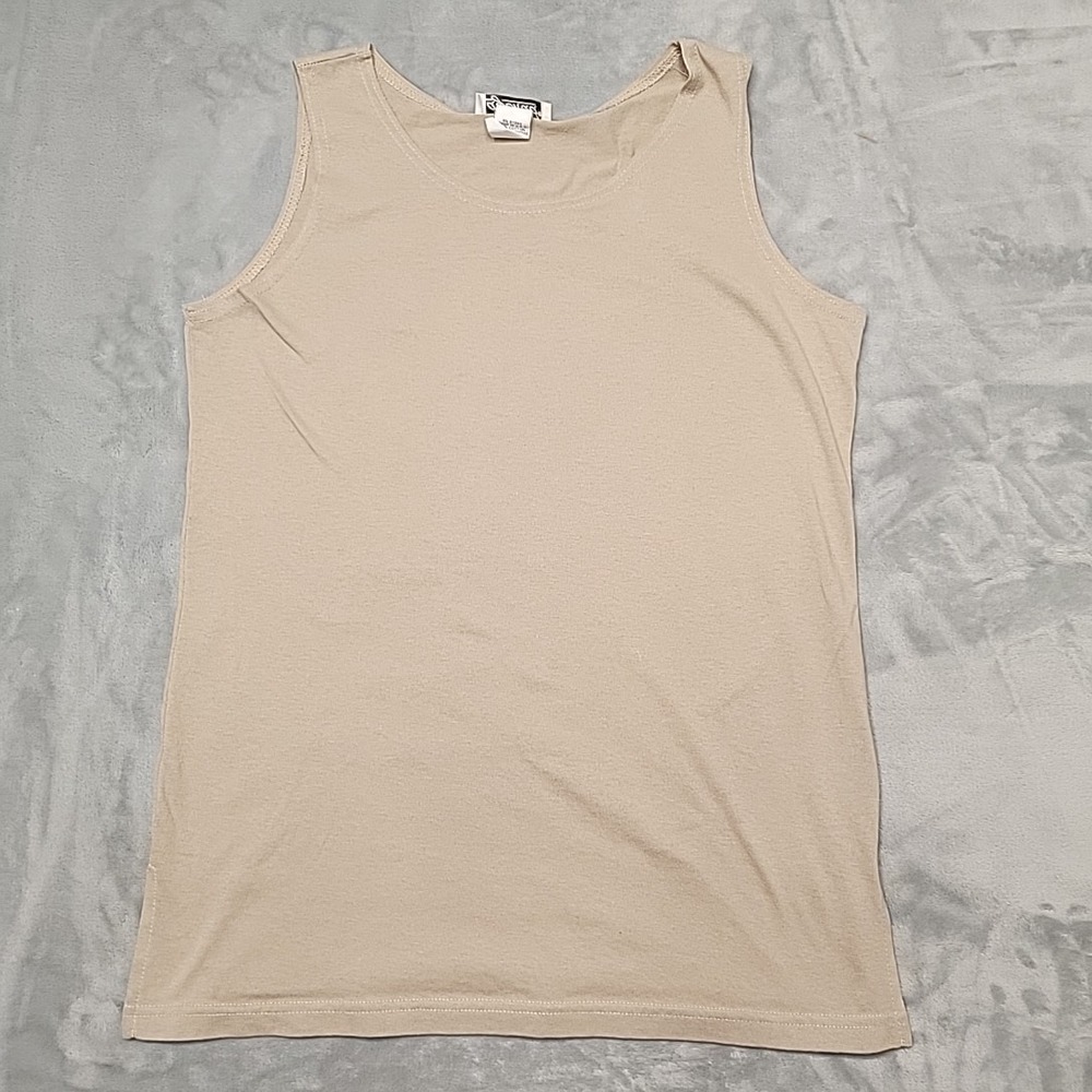 VTG Agenda Shirt Womens Medium Tan 62223M Tank Top Sleeveless Basic Made In USA